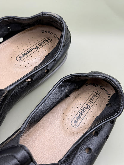 Hush Puppies Nevada Perforated Leather Loafers Black Size 7