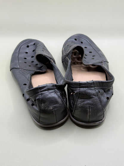 Hush Puppies Nevada Perforated Leather Loafers Black Size 7