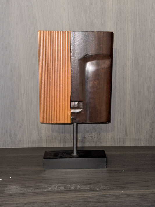 Abstract Face Sculpture on Stand – Modern Tribal Inspired Decor