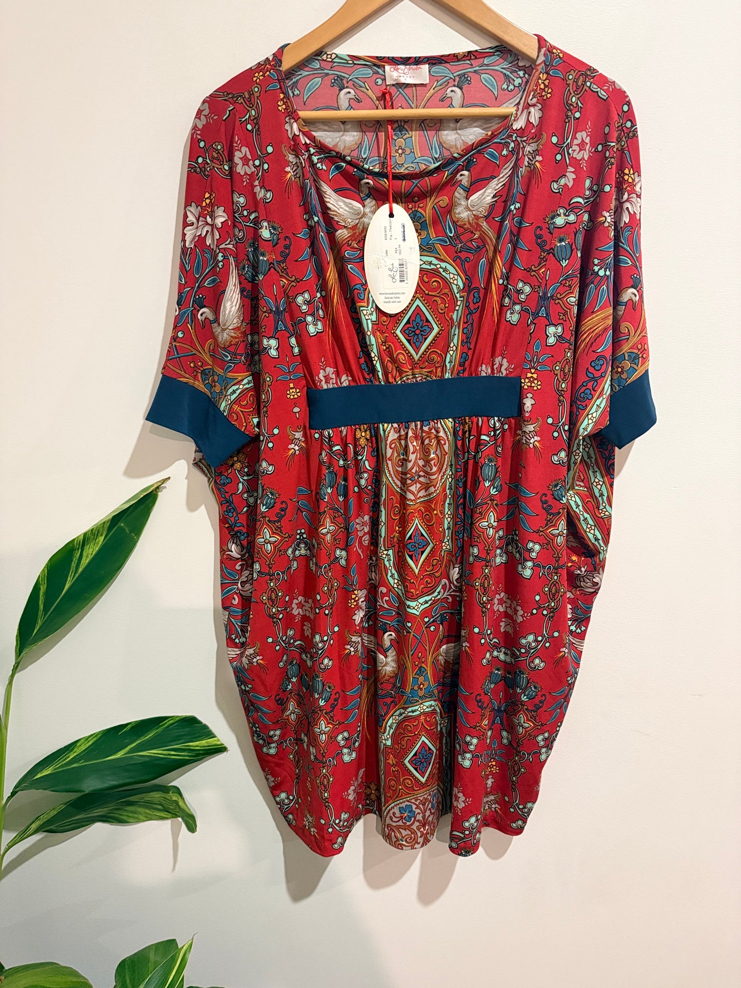 BNWT Leona Edmiston Pia Peacock Kaftan Tunic Size 2 (70cm Underarm)