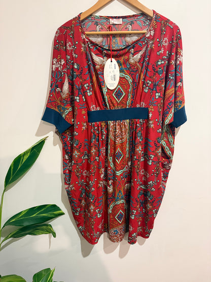 BNWT Leona Edmiston Pia Peacock Kaftan Tunic Size 2 (70cm Underarm)
