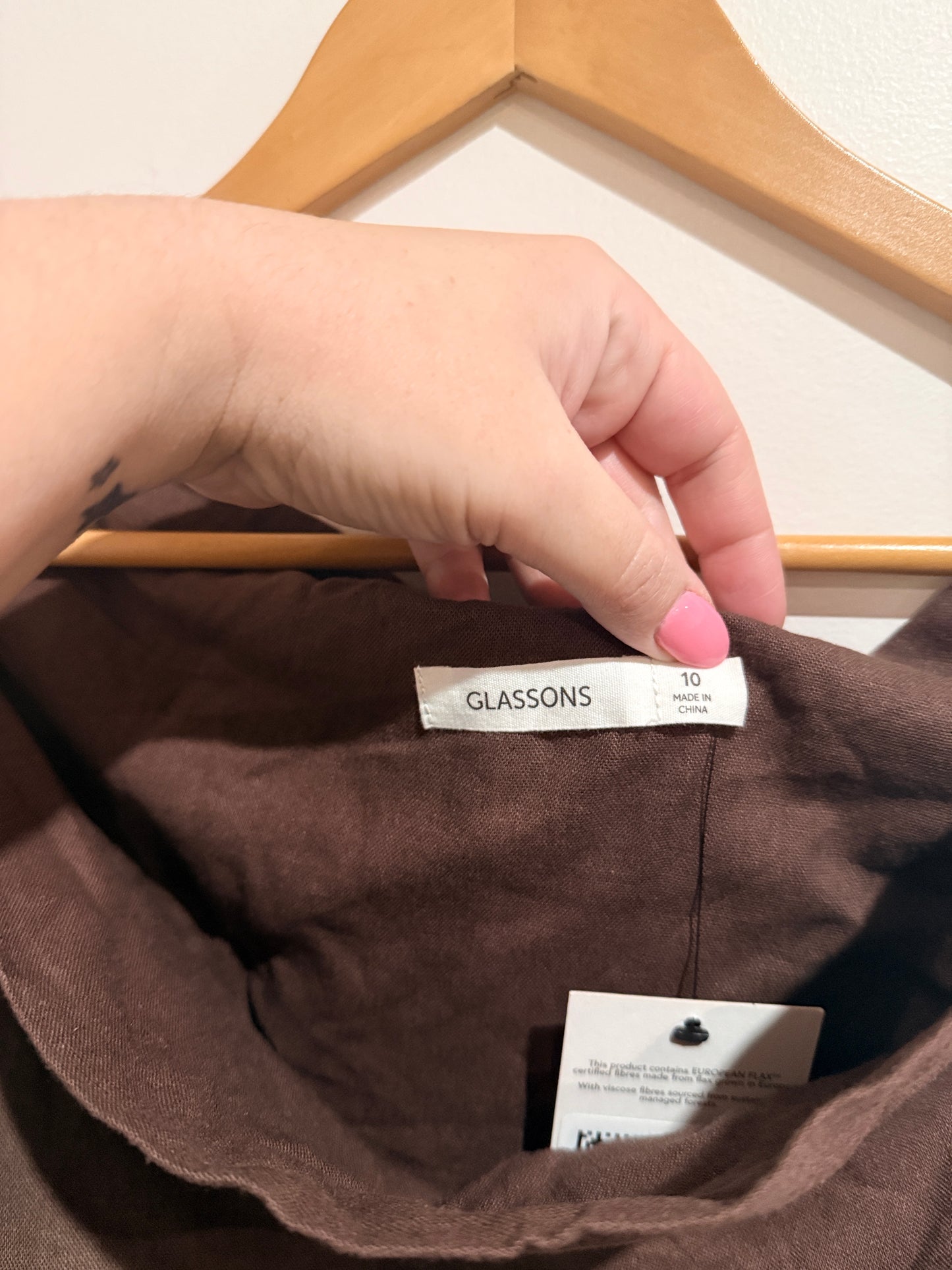 Glassons Coco Loco Linen Blend Ruched Top Size 10