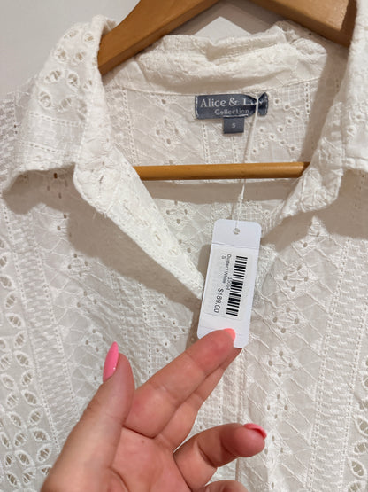 Alice & Lily Collection White Cotton Button Down Dress - Size S