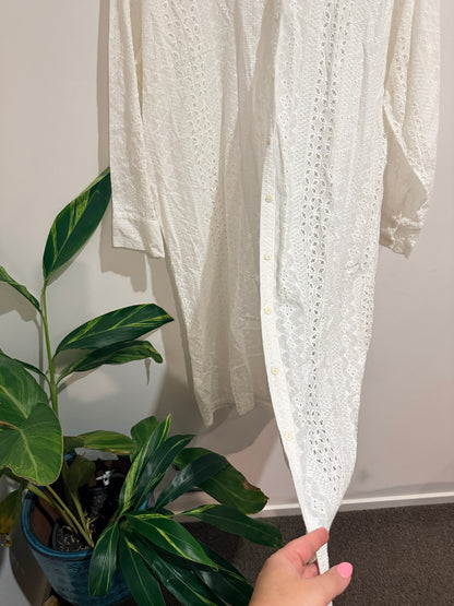 Alice & Lily Collection White Cotton Button Down Dress - Size S