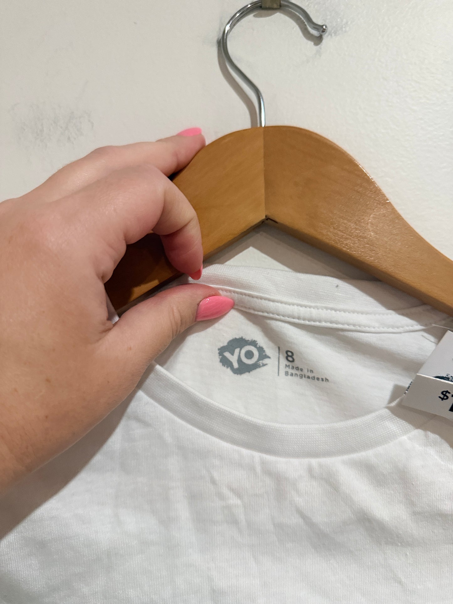 YO White Crew Neck T-Shirt Size 8