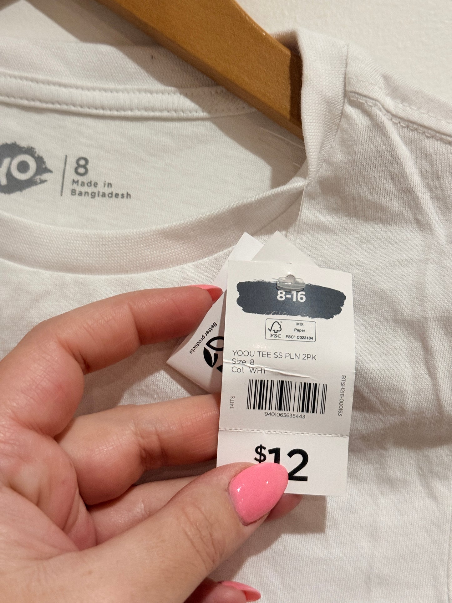 YO White Crew Neck T-Shirt Size 8