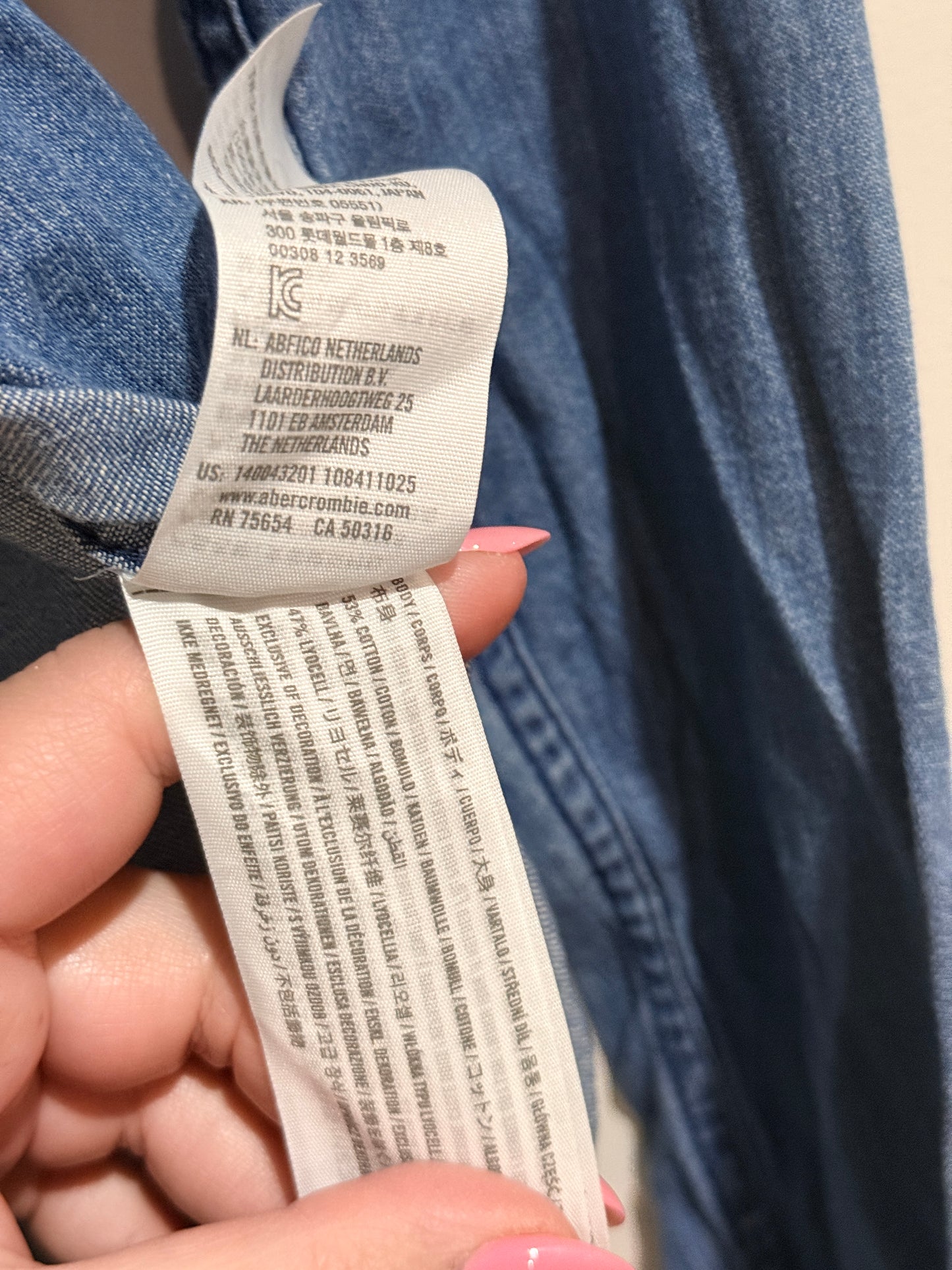 Abercrombie & Fitch Long Sleeve Denim/Chambray Shirt Size XXS
