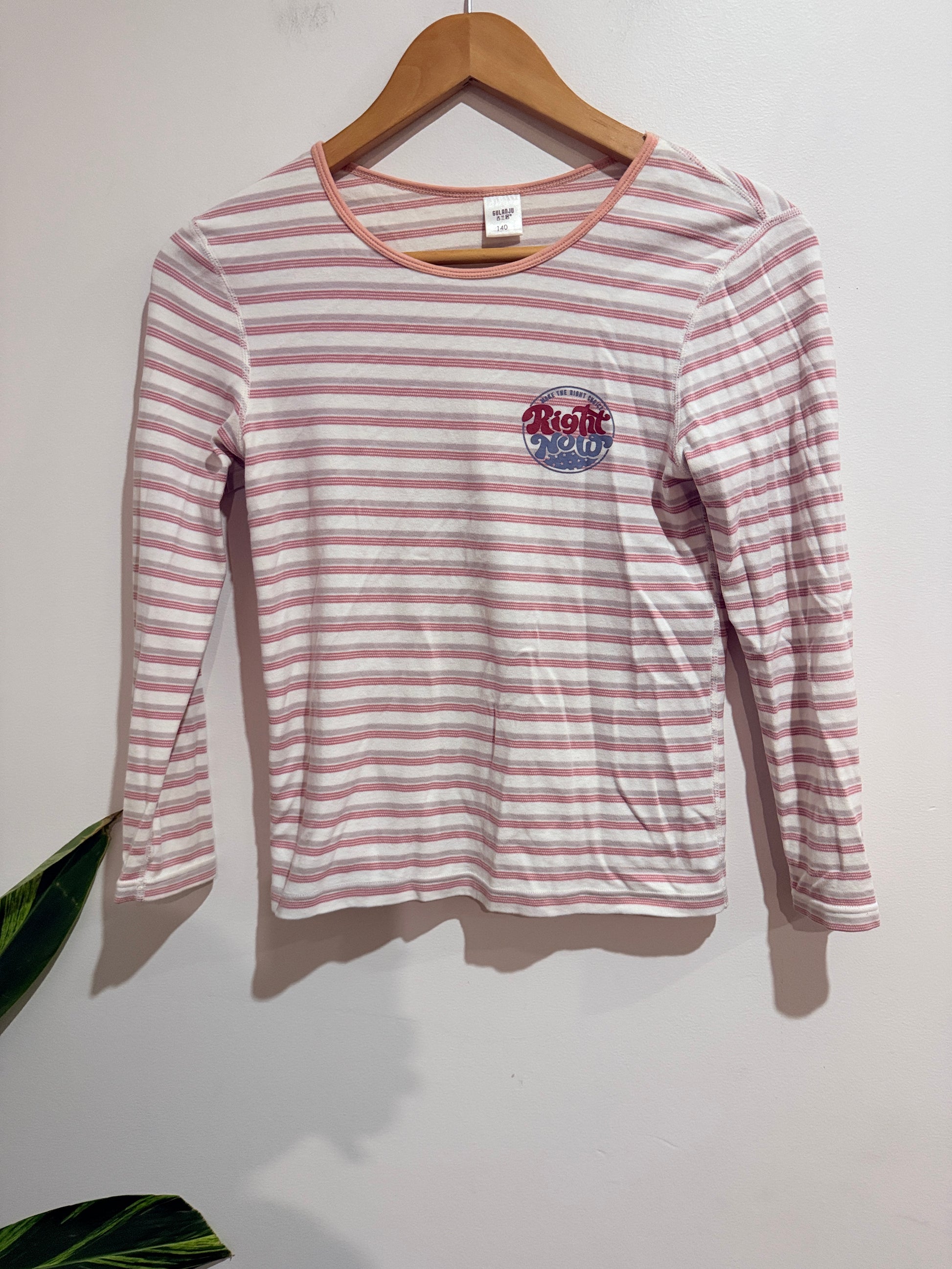 Gulanju Striped Long-sleeve T-shirt Size 140 | U/Arm to U/Arm 40cm