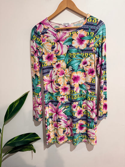 Glamorous Long-sleeved Floral Mini Dress Size L | U/Arm to U/Arm 42cm