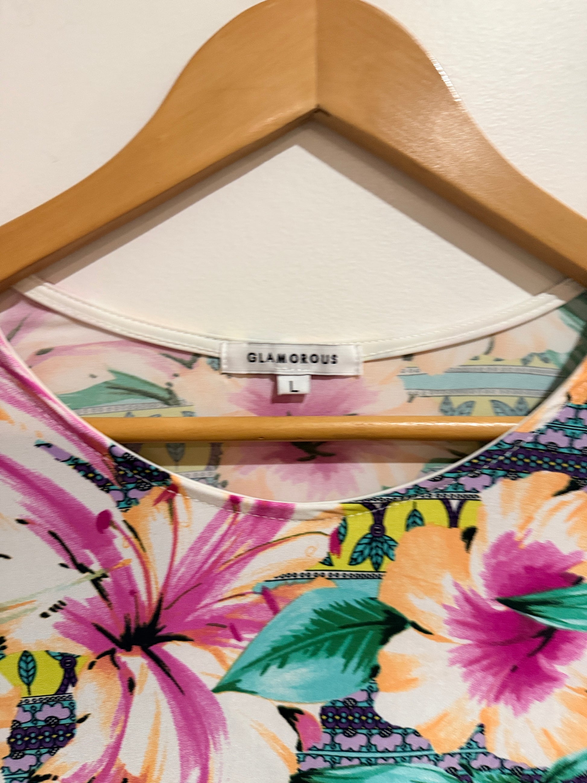 Glamorous Long-sleeved Floral Mini Dress Size L | U/Arm to U/Arm 42cm