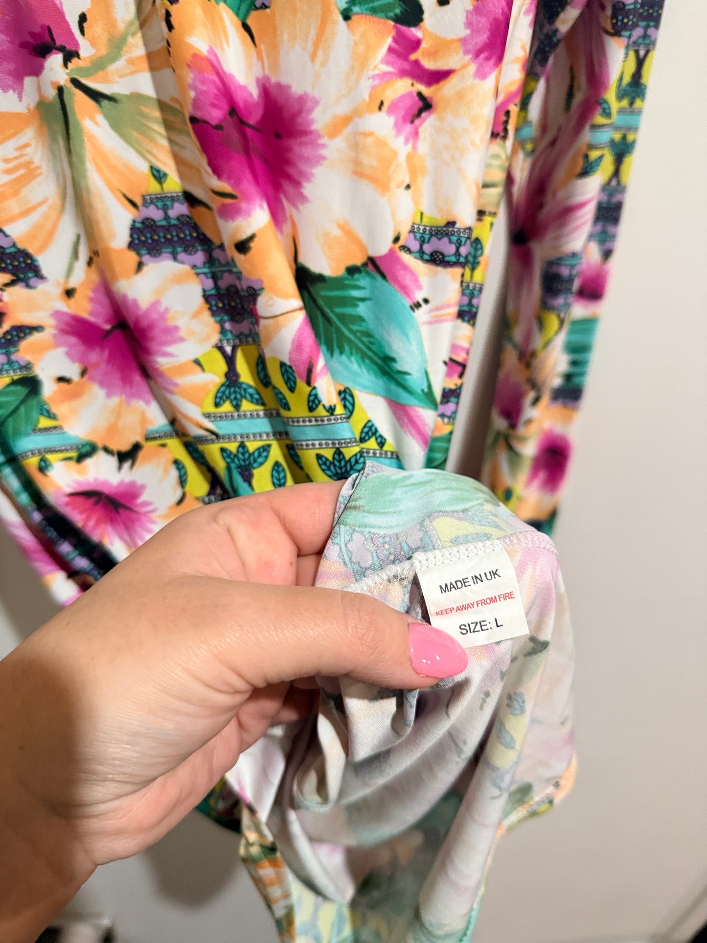 Glamorous Long-sleeved Floral Mini Dress Size L | U/Arm to U/Arm 42cm