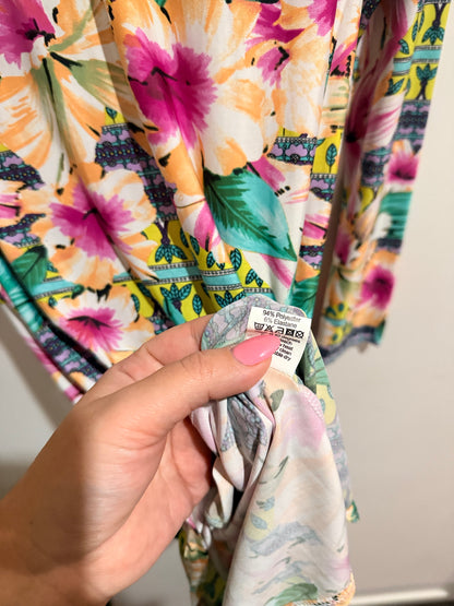 Glamorous Long-sleeved Floral Mini Dress Size L | U/Arm to U/Arm 42cm