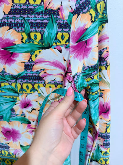Glamorous Long-sleeved Floral Mini Dress Size L | U/Arm to U/Arm 42cm