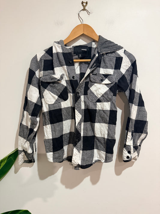 Hurley X Hooded Plaid Pattern Shirt Size 10