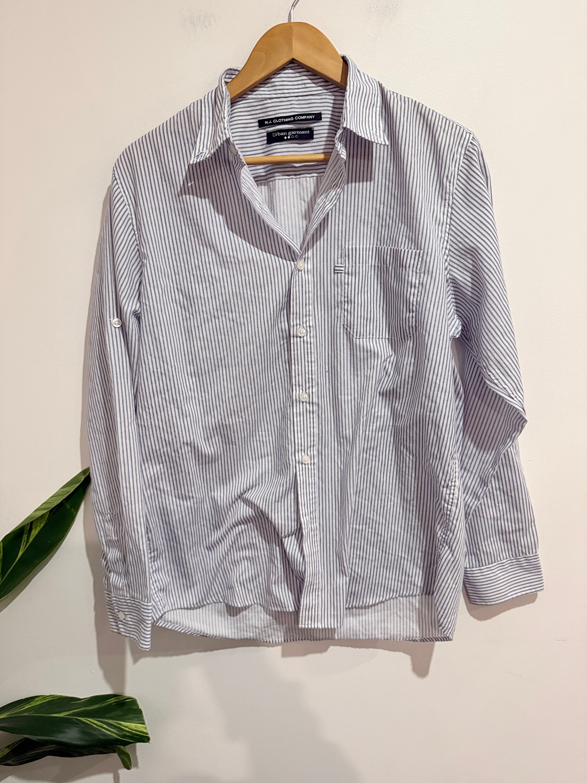 Urban Garment Striped Button-up Shirt Size U/Arm to U/Arm 55cm