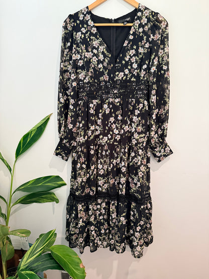 Aqua Floral Midi Dress Size S