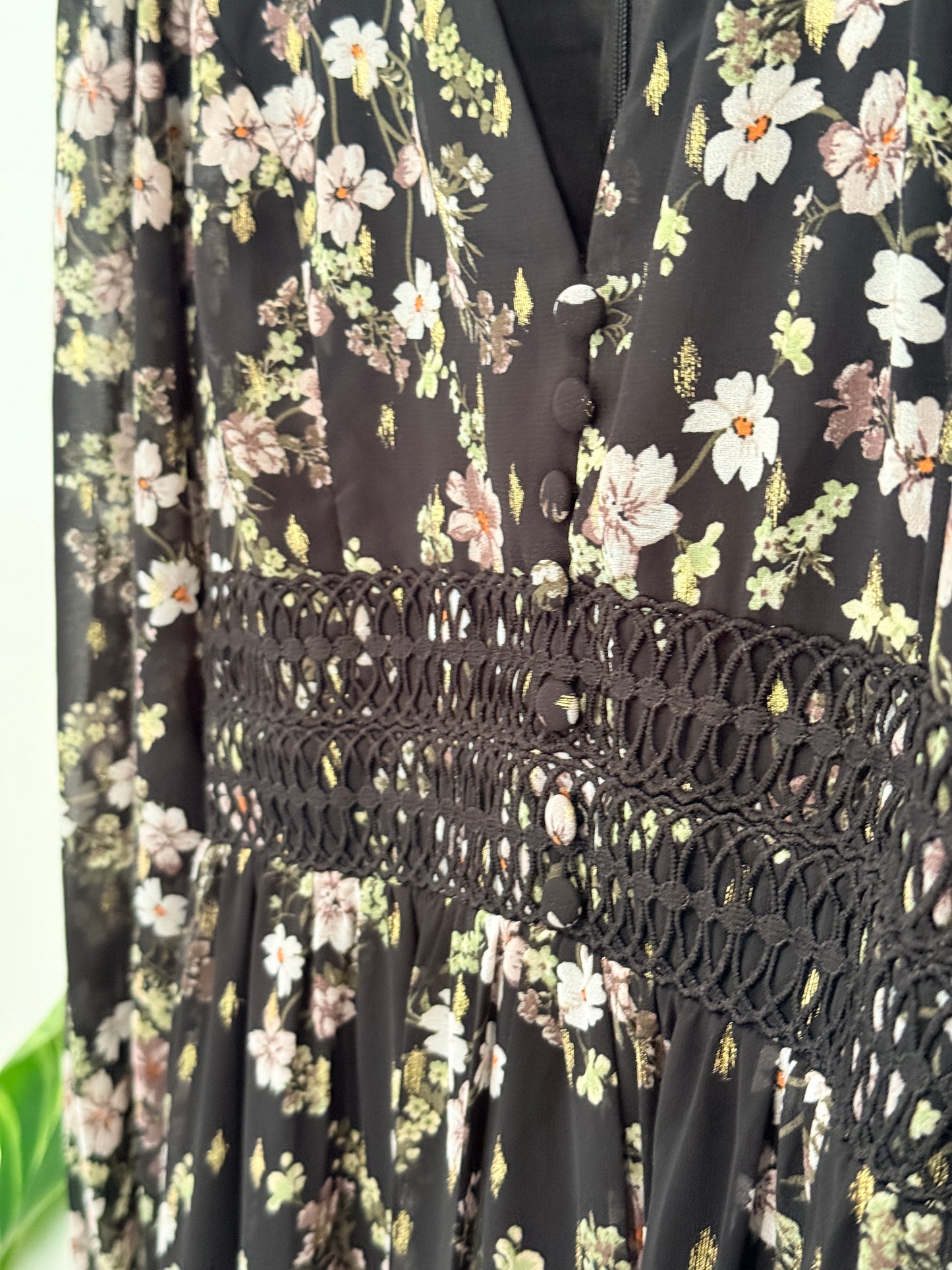 Aqua Floral Midi Dress Size S