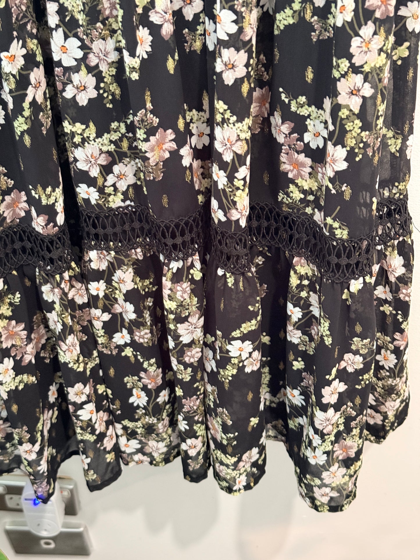 Aqua Floral Midi Dress Size S