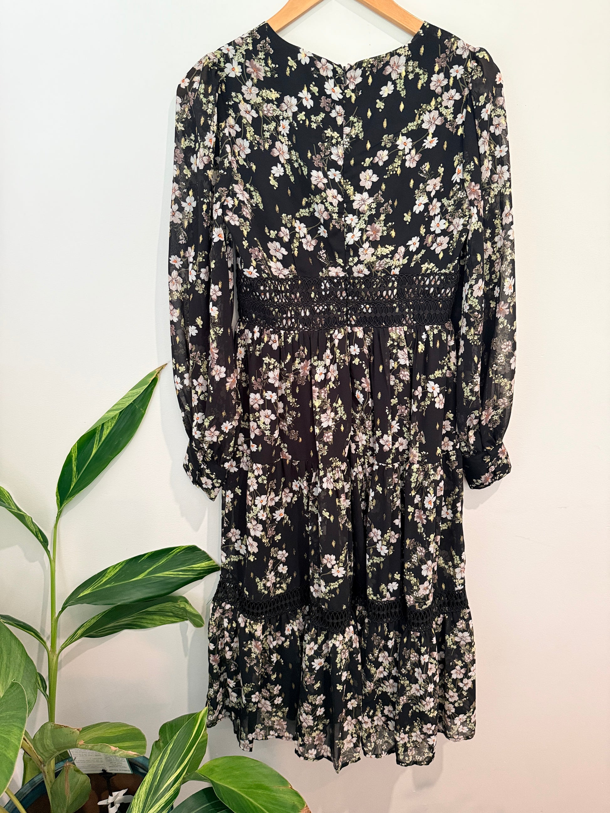 Aqua Floral Midi Dress Size S