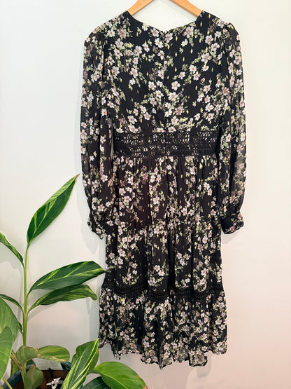 Aqua Floral Midi Dress Size S