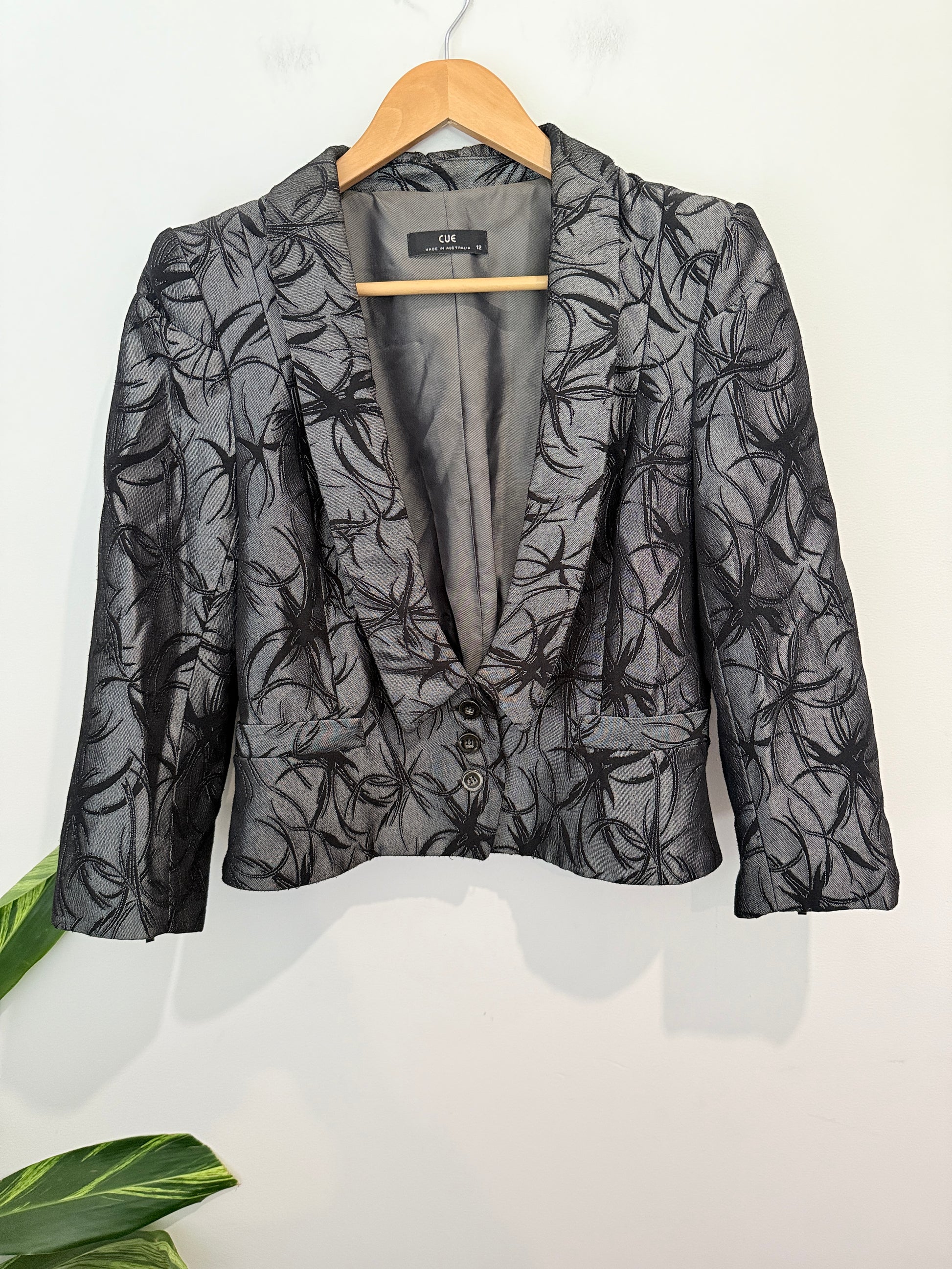 Cue Jacquard Blazer Jacket Size 12