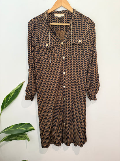 Michael Kors Herringbone Print Tunic Dress Size M