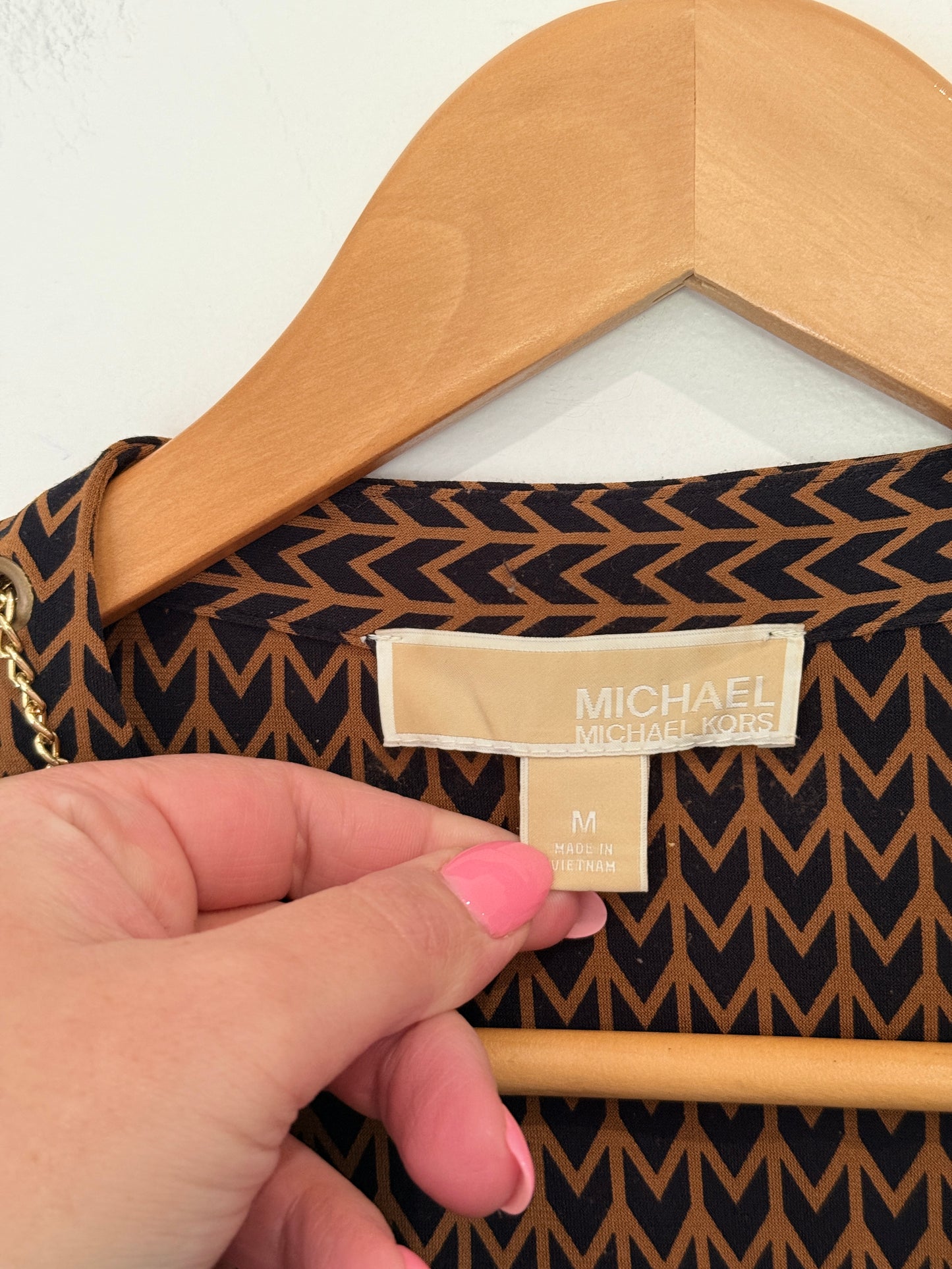 Michael Kors Herringbone Print Tunic Dress Size M