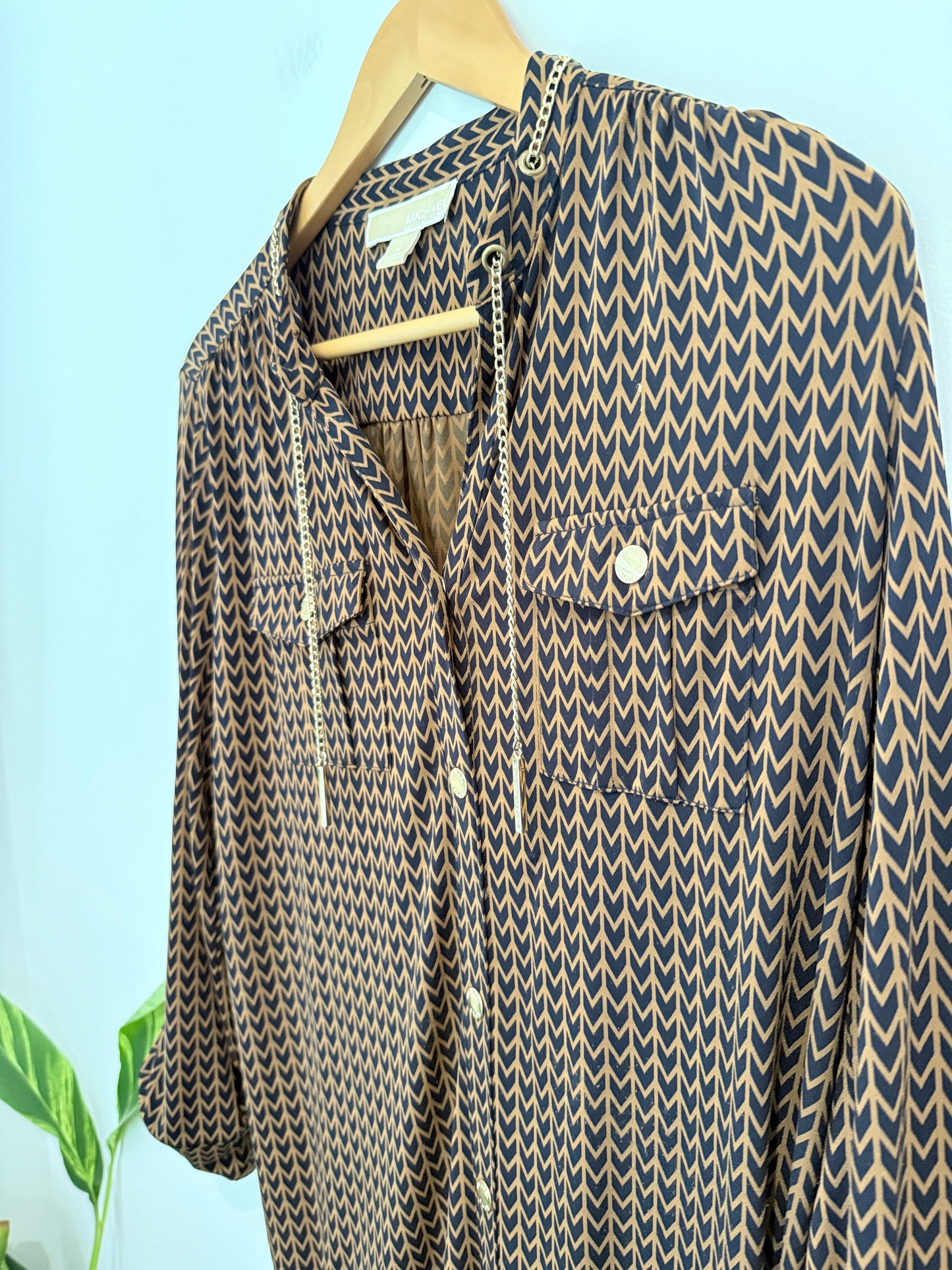 Michael Kors Herringbone Print Tunic Dress Size M