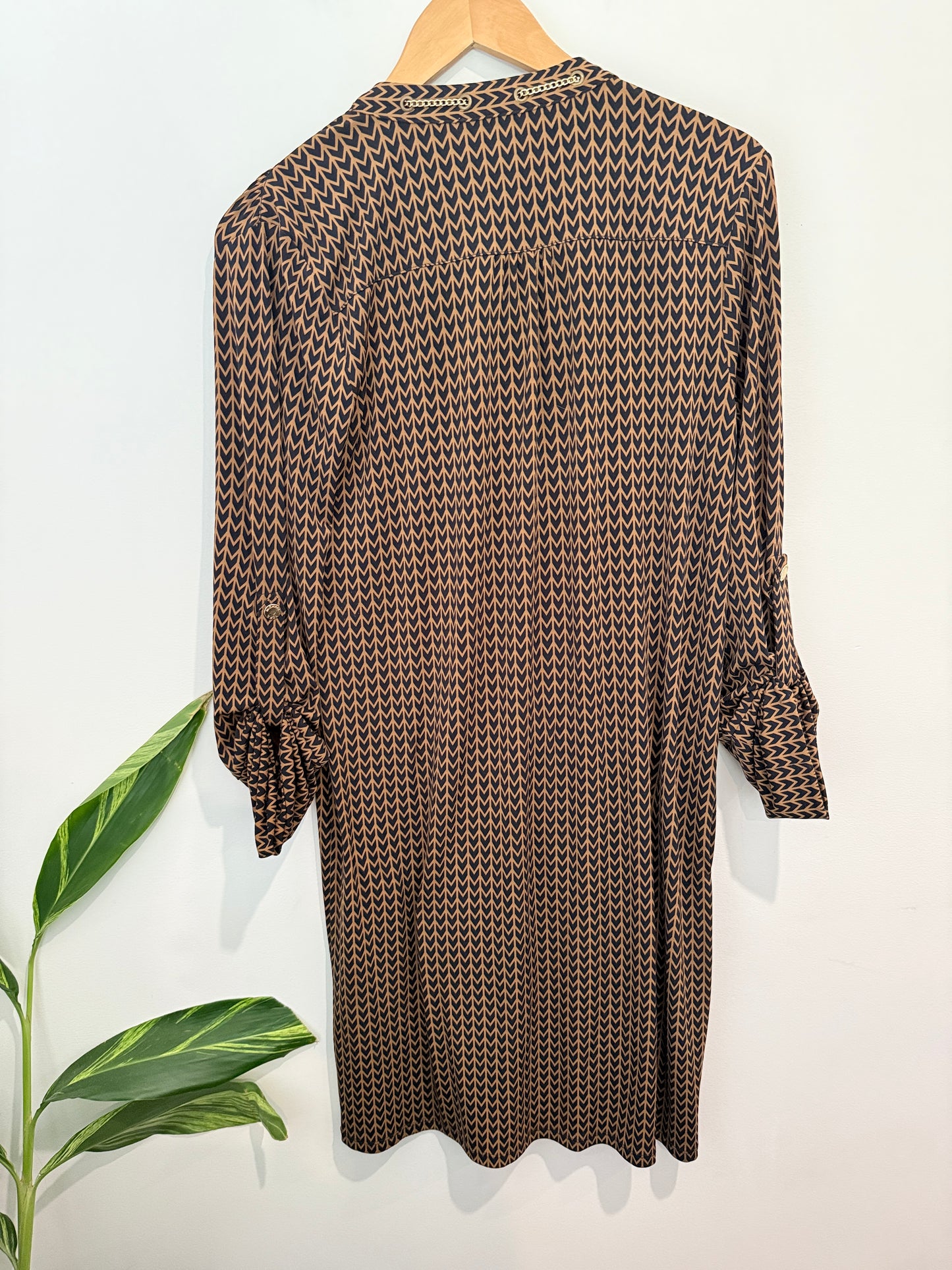 Michael Kors Herringbone Print Tunic Dress Size M