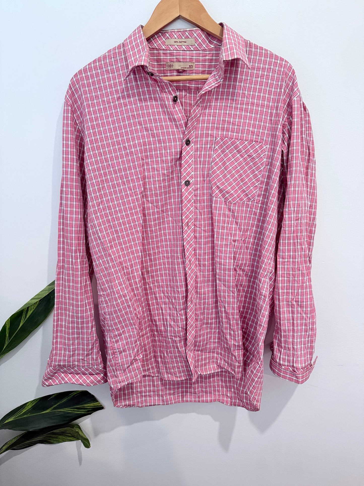 SIFS Micro-check Button-down Shirt Size XL