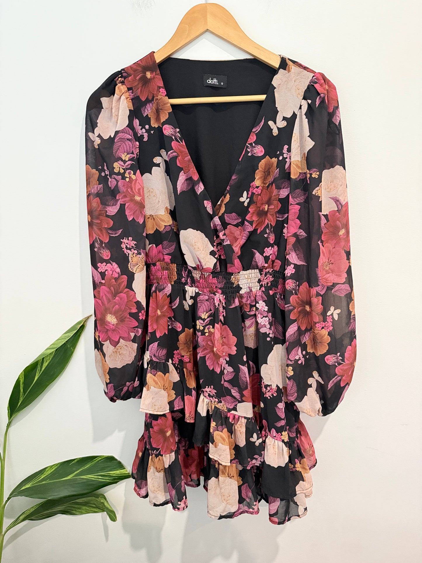 Dotti Floral Tiered Mini Dress. Size 10
