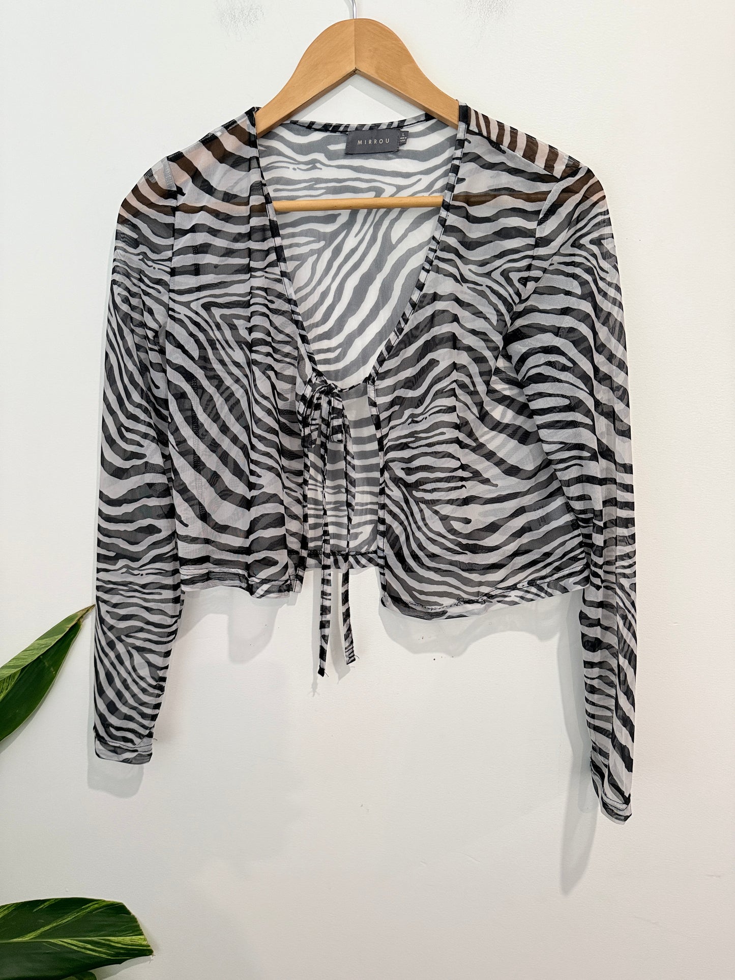 Mirrou Zebra Print Mesh Top Size L