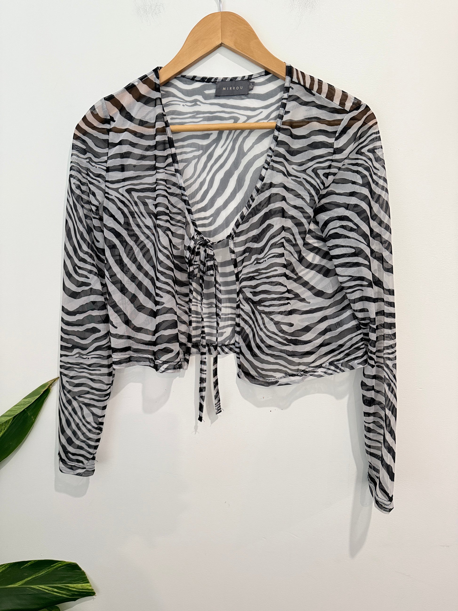 Mirrou Zebra Print Mesh Top Size L