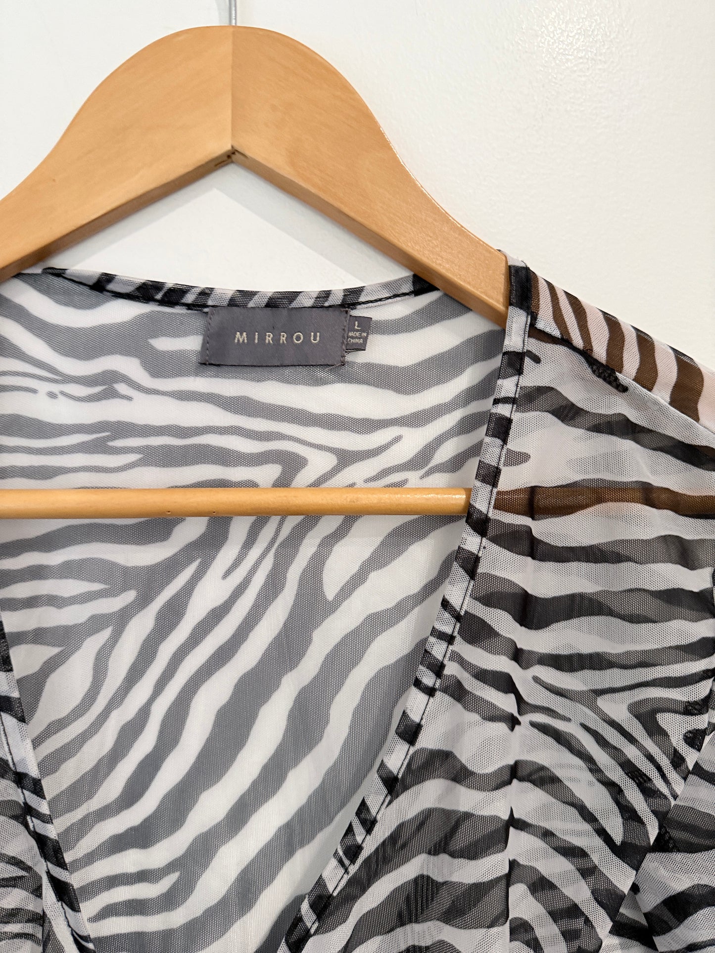 Mirrou Zebra Print Mesh Top Size L