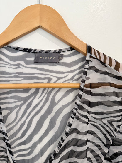 Mirrou Zebra Print Mesh Top Size L