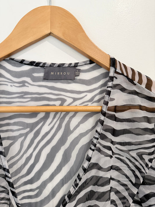 Mirrou Zebra Print Mesh Top Size L