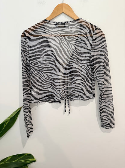Mirrou Zebra Print Mesh Top Size L