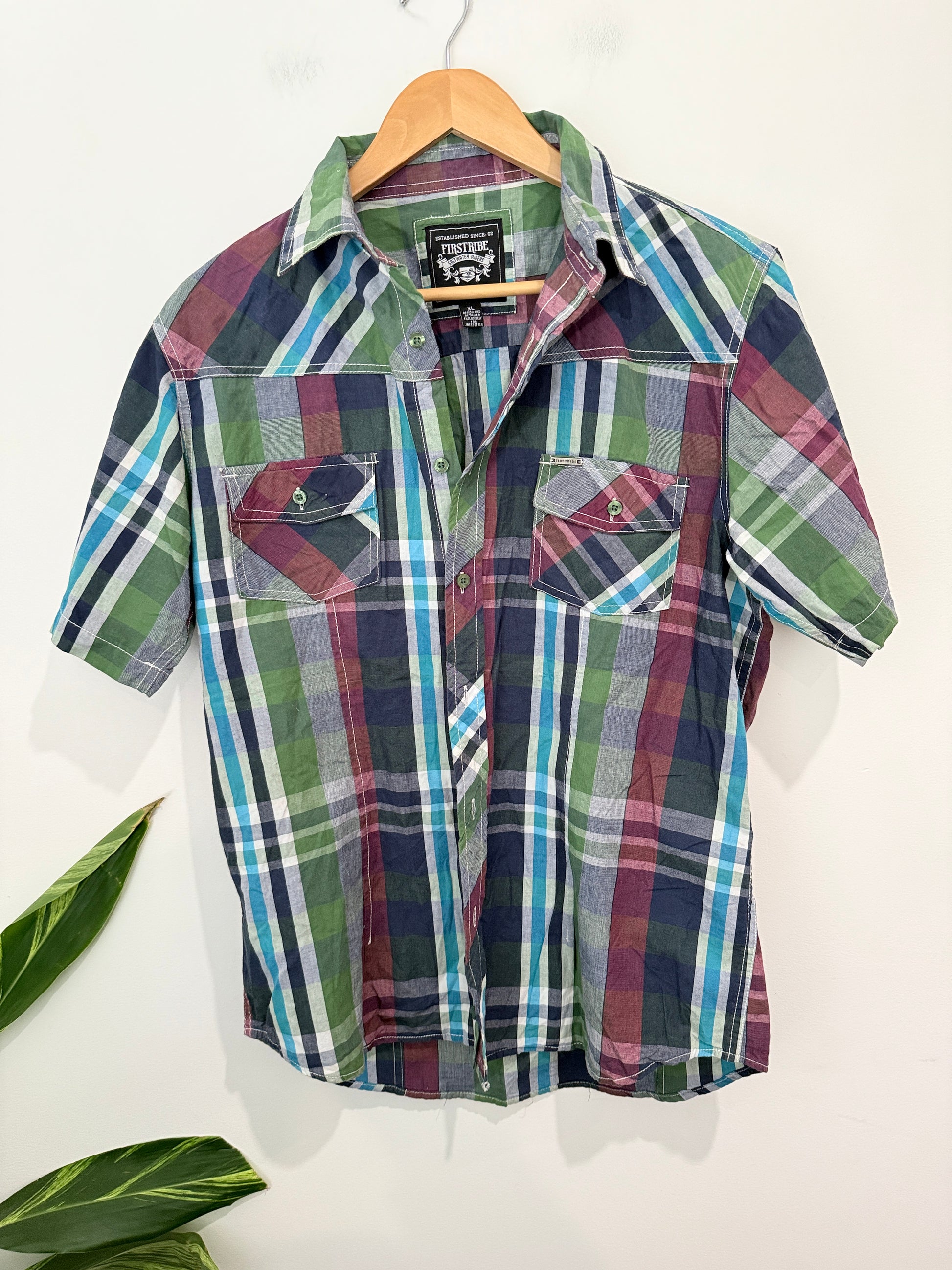 Firstribe Plaid Button-up Shirt Size XL