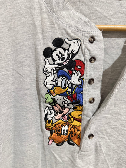 Mickey, Inc Embroidered Henley Shirt Size L