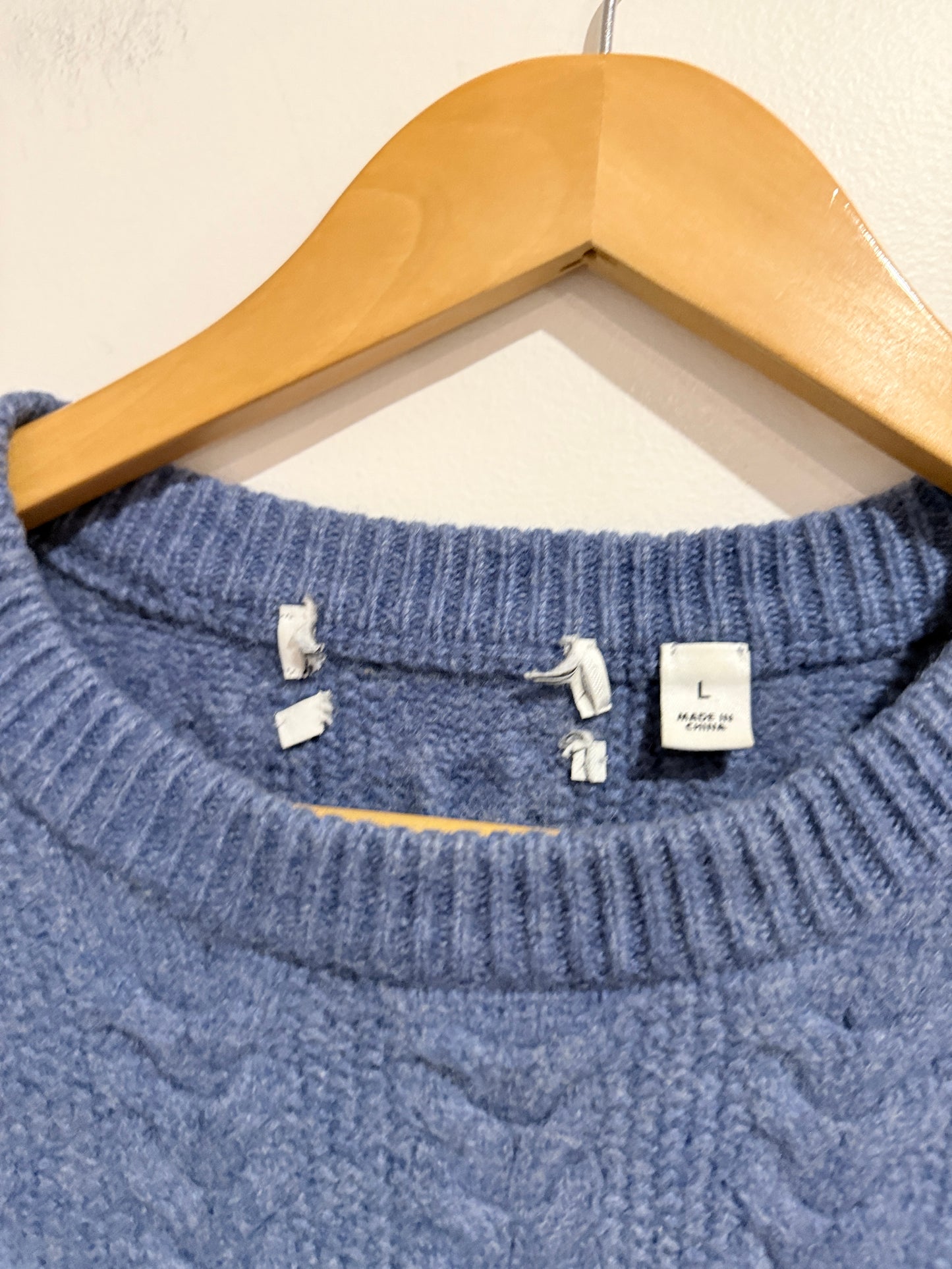 Cable-knit Crewneck Sweater Size L | U/Arm to U/Arm 50cm