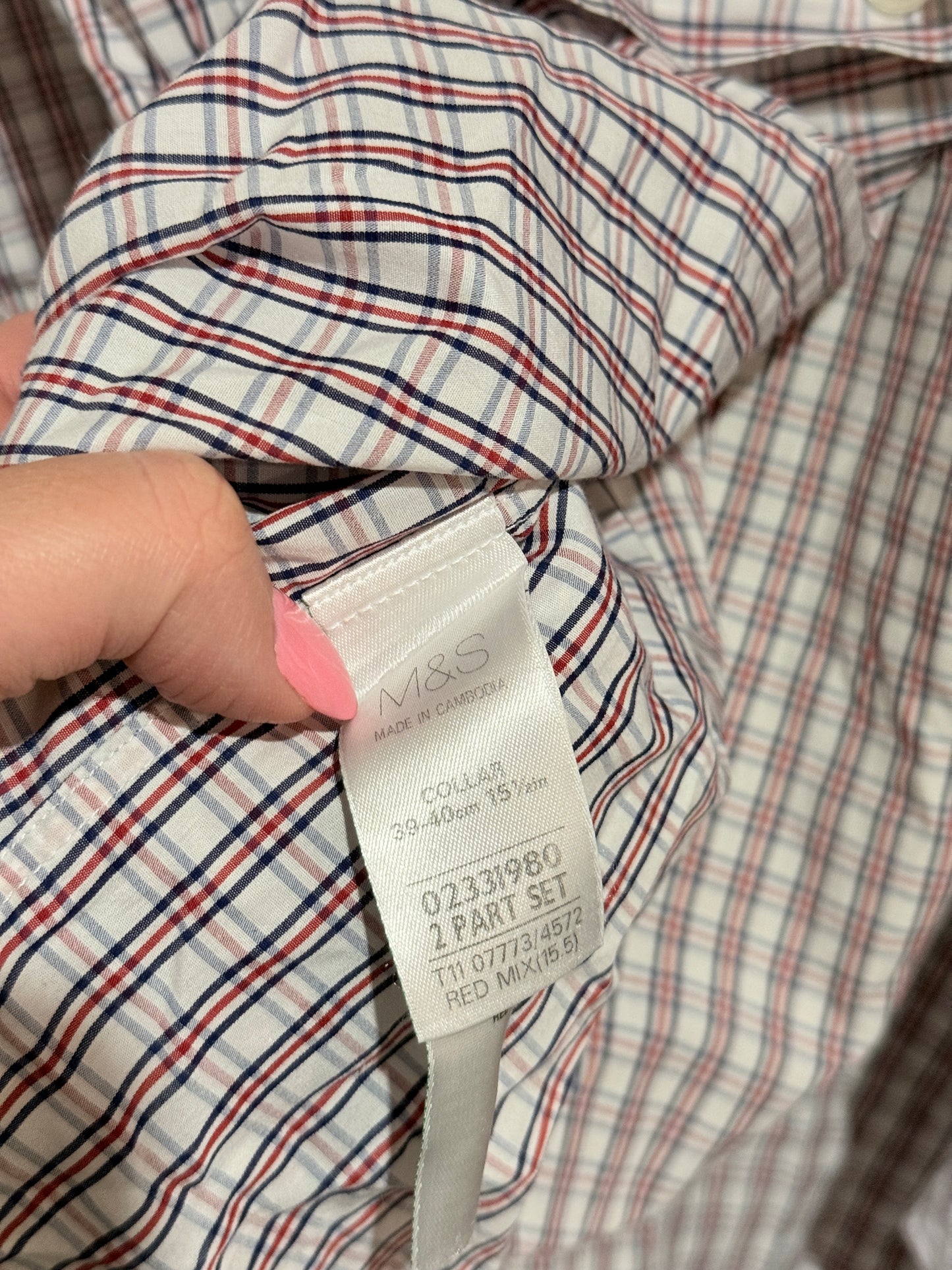 M & S Check Patterned Shirt Size 39-40