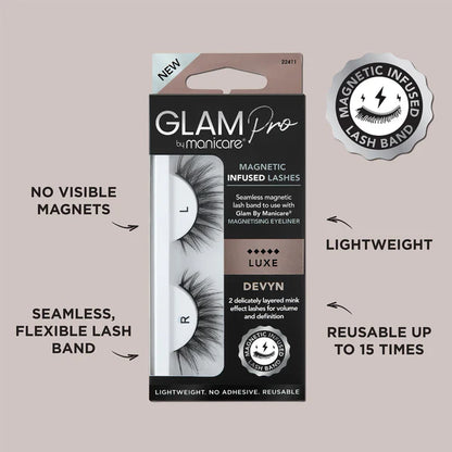 Manicare Lashes Magnetic Infused Glam Pro Lightweight No Adhesive Reusable Devyn Luxe