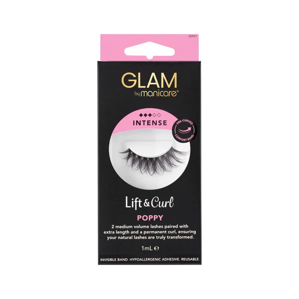 Manicare Glam Lashes Glam Lift & Curl Poppy Intense Hypoallergenic Adhesive Reusable