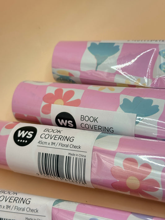 Book Covering Floral Check by Warehouse Stationery
