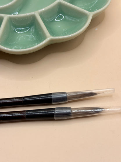 Ceramic Paint Palette / Ink Dish with Paint Brushes