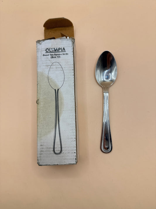 Olympia Bead Tea Spoon Set - Stainless Steel - Box of 12
