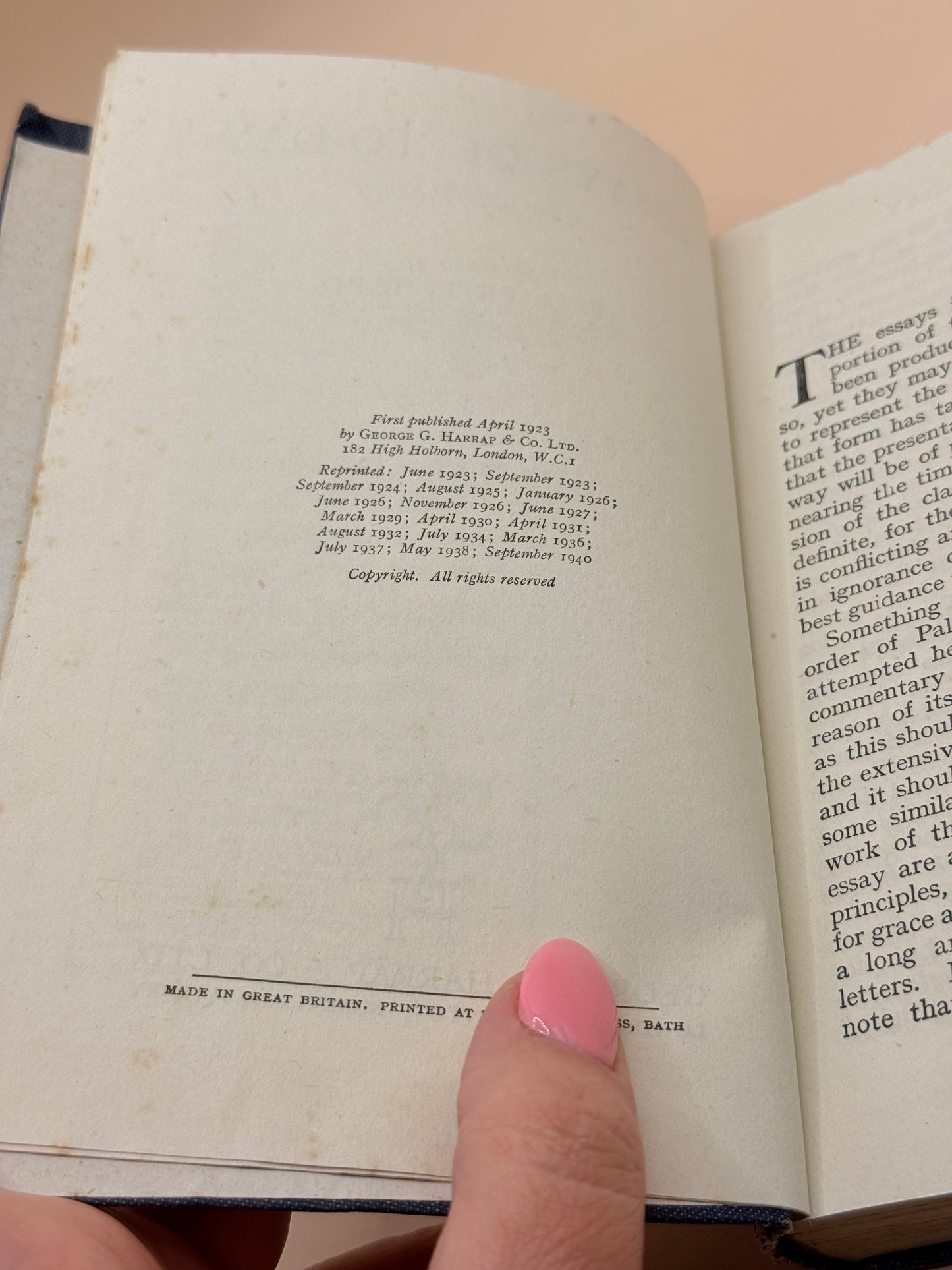 Essays of To-Day: An Anthology by F. H. Pritchard (1940 reprint)