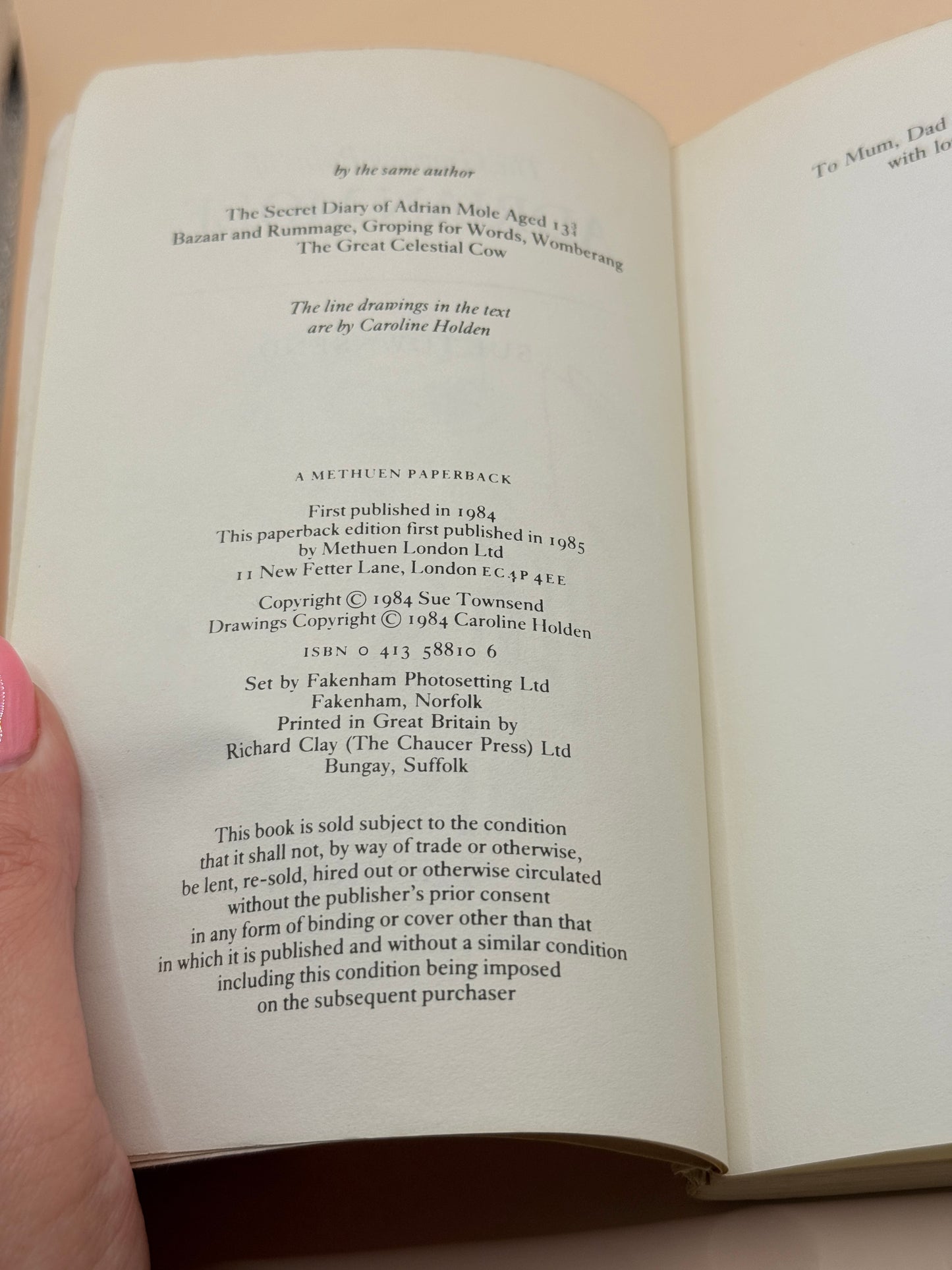 The Growing Pains of Adrian Mole by Sue Townsend 1985