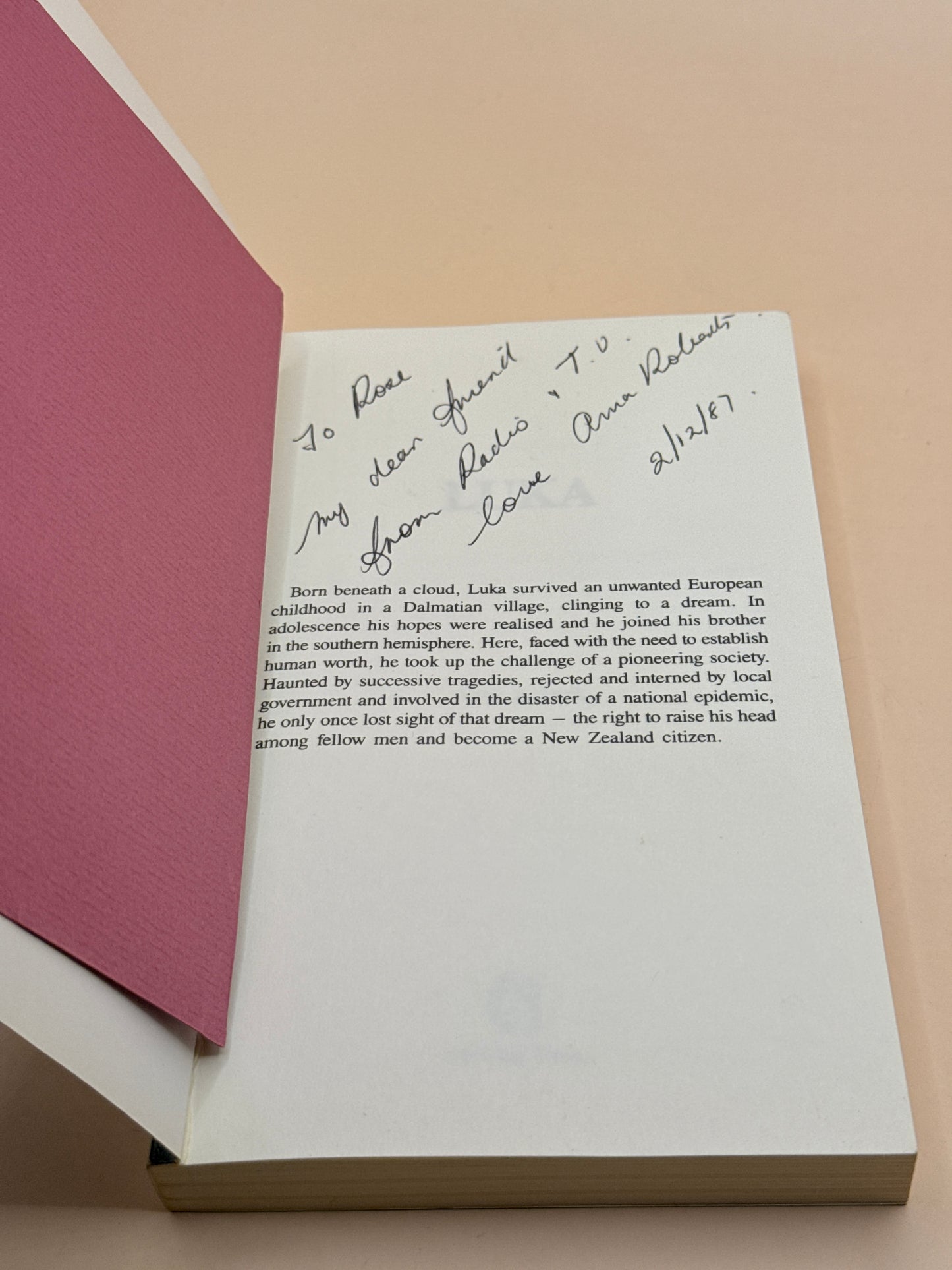 Luka by Anna Roberts (Inscribed by Author First Ed)