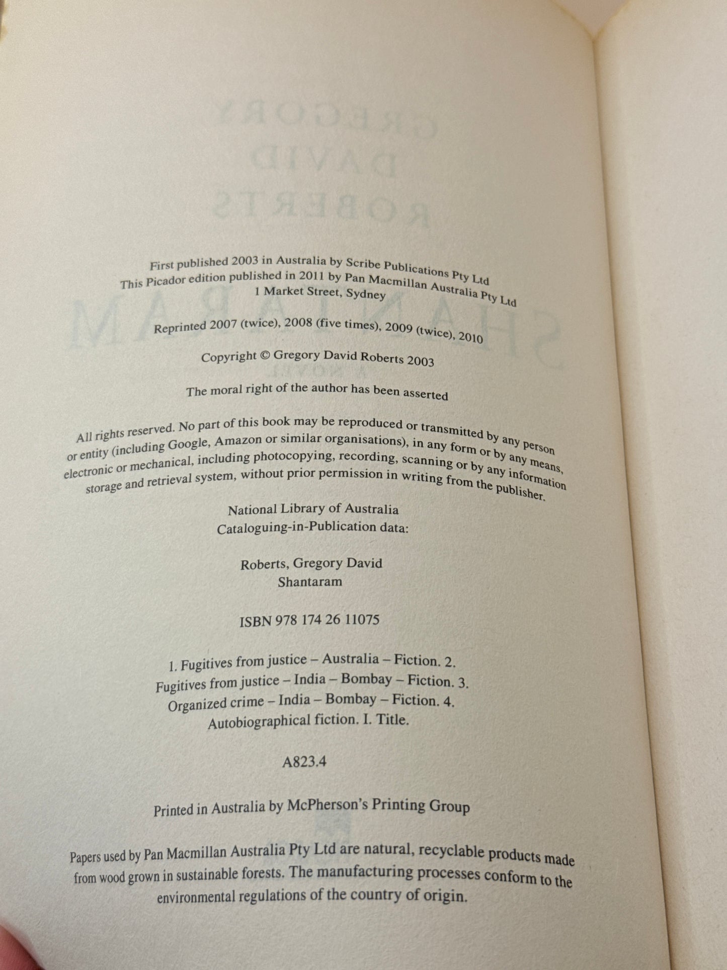 Shantaram by Gregory David Roberts